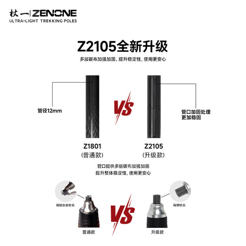 杖一登山杖碳纤维登山杖 超轻折叠杖徒步越野手杖户外Z2105款 - 图3