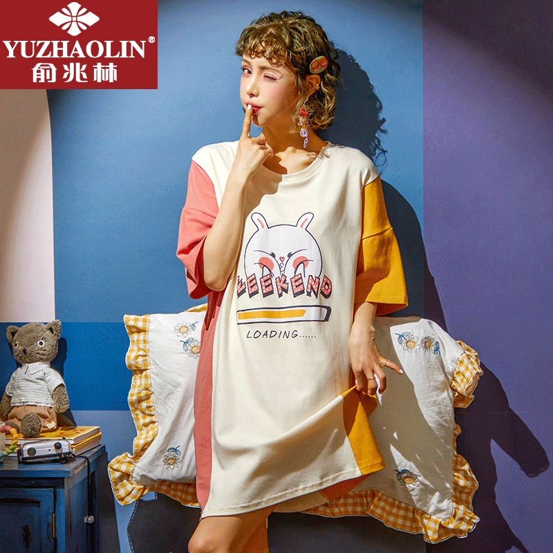 俞兆林夏季纯棉短袖可爱韩版睡裙 俞兆林虹妙睡裙