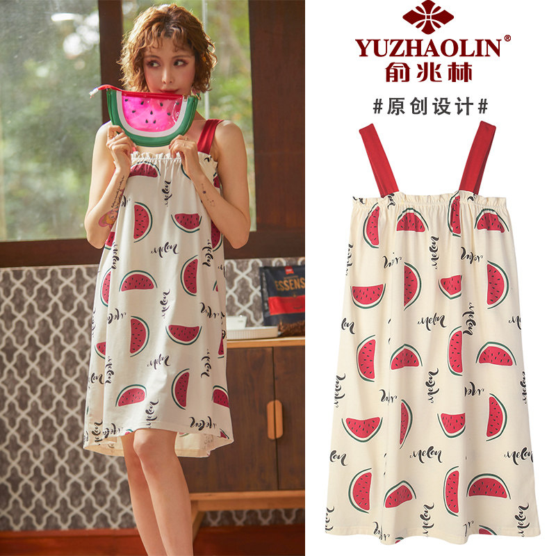 俞兆林夏季纯棉性感少女吊带薄睡裙 俞兆林虹妙睡衣/家居服套装