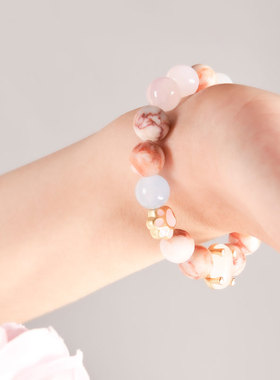 大英博物馆巴斯特系列猫爪多巴胺粉晶少女心手链七夕节礼物女生