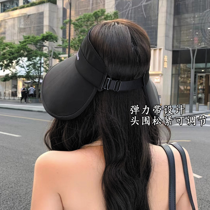 遮阳帽女夏防紫外线太阳帽大帽檐遮脸冰丝防晒帽可折叠女款空顶帽