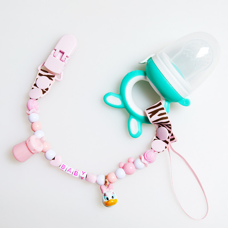 定制名字安抚防掉链夹挂脖宝宝奶嘴 迪佳萌奶嘴链