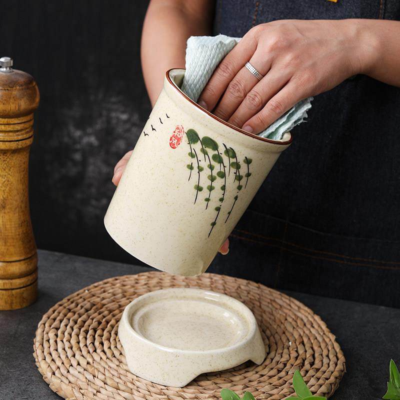 中式陶瓷筷子筒筷子篓家用大号厨房筷子勺子收纳层架筷子盒沥水筷,淘宝优惠券,粉丝福利购,淘宝优惠卷