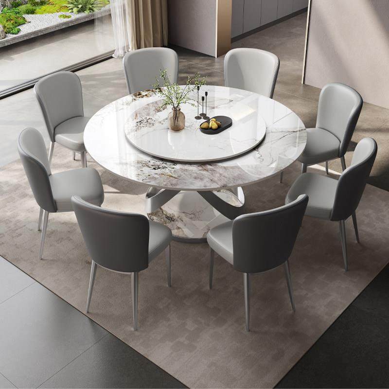 意式极简风轻奢岩板奢石餐桌椅组合家用小户型圆形吃饭桌子电磁炉,淘宝优惠券,粉丝福利购,淘宝优惠卷