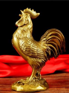 铜鸡摆件纯铜公鸡金鸡报喜元宝鸡十二生肖家居工艺品客厅卧室衣柜