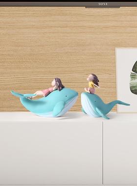 治愈骑鲸鱼乘风破浪不生气小摆件女孩桌面摆件少女桌搭好物装饰品