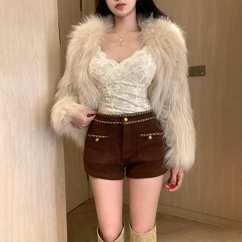 李李服饰小香风链条加绒牛仔短裤女2026冬季修身包臀显瘦气质靴裤,淘宝优惠券,粉丝福利购,淘宝优惠卷