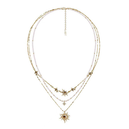 MASW麻秀原创设计怀旧系列复古金珍珠项链小众双层叠戴雪花毛衣链 - 图1