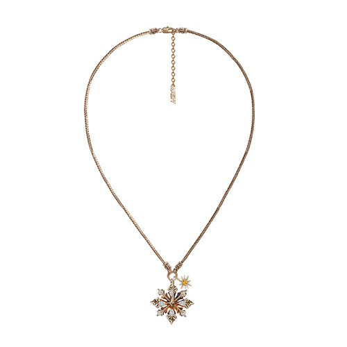 MASW麻秀原创设计怀旧系列复古金珍珠项链小众双层叠戴雪花毛衣链 - 图3