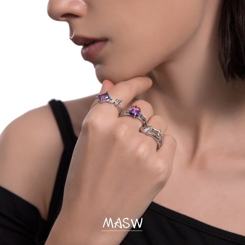 masw麻秀原创设计浮生梦彩色开口戒 麻秀戒指/指环