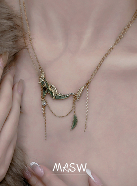 MASW麻秀高级感复古金色流苏项链