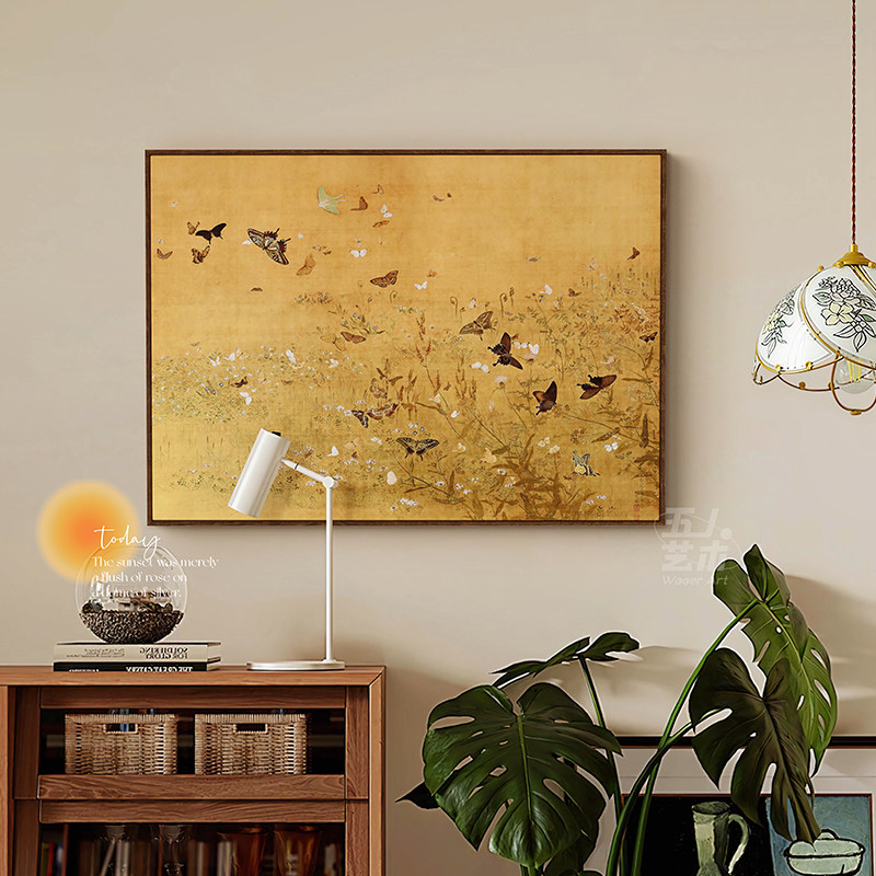 宋代美学中古风客厅装饰画中式沙发后背景墙挂画法式复古玄关壁画,淘宝优惠券,粉丝福利购,淘宝优惠卷