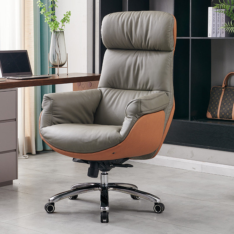 老板椅办公室舒适电脑椅真皮家用大班椅书房椅沙发椅子可躺办公椅
