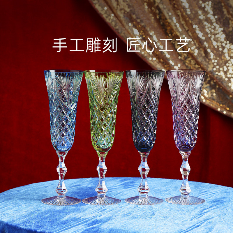 俄皇LOMONOSOV法老系列水晶玻璃高脚酒杯轻奢高档红酒香槟杯礼盒,淘宝优惠券,粉丝福利购,淘宝优惠卷