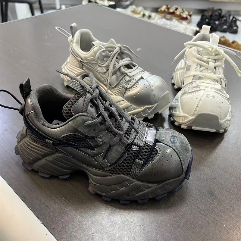 欧货潮鞋厚底老爹鞋2025四季款真皮拼接运动鞋跑步鞋女网鞋透气 - 图2