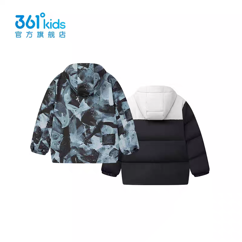 商场正品361度童装2025秋冬季新保暖男中大童保暖两面穿厚羽绒服 - 图0
