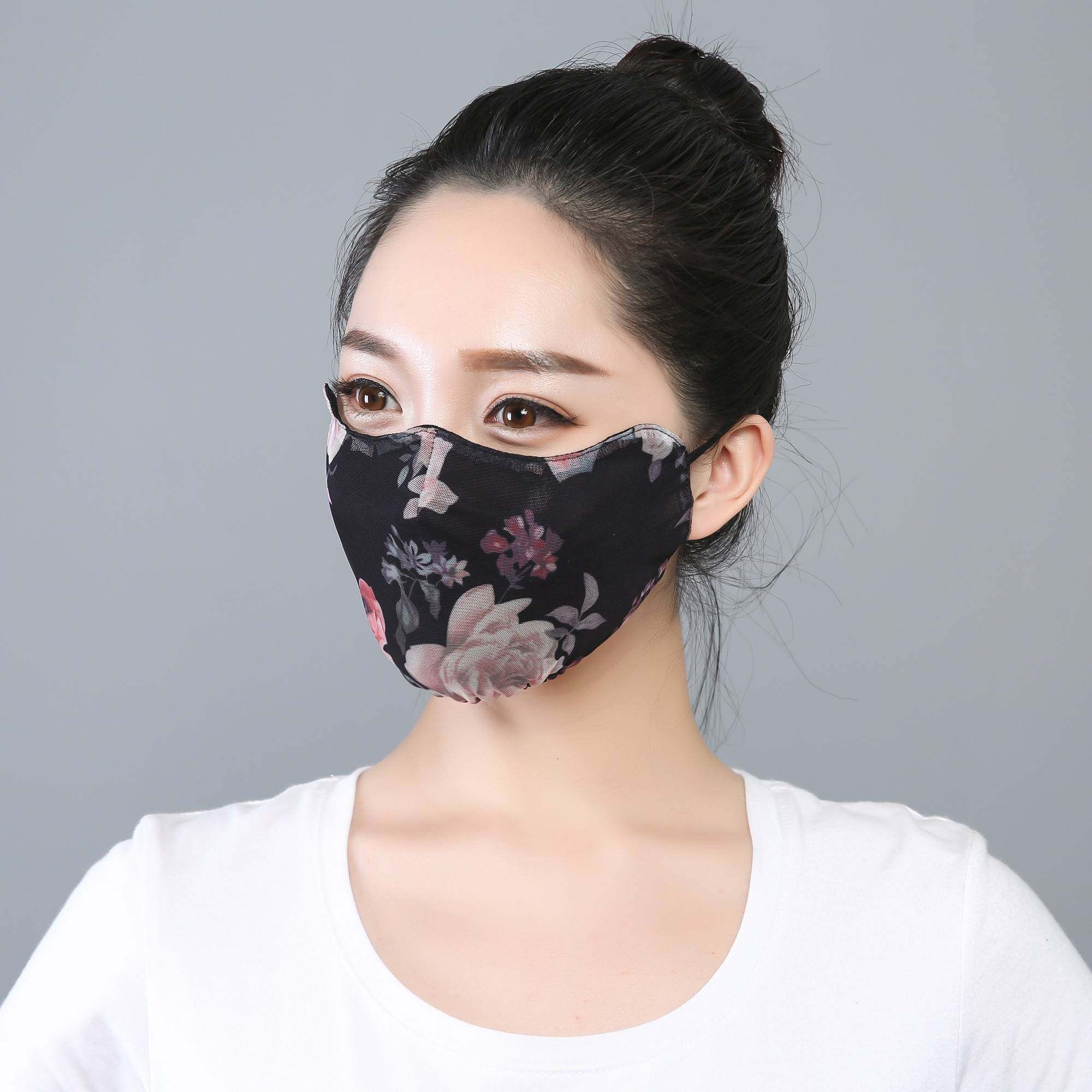 蕾丝网纱文艺女夏季超薄加大防晒口罩冰丝亲肤透气孔韩版淑女面罩