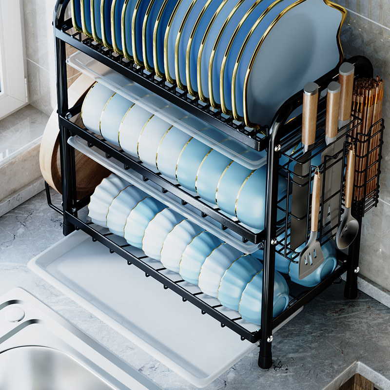 厨房置物架碗碟沥水架家用台面多功能放碗架餐具碗柜碗盘筷收纳盒,淘宝优惠券,粉丝福利购,淘宝优惠卷