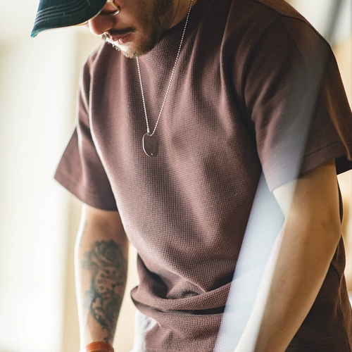 Ретро трикотажная футболка, рубашка для отдыха, в американском стиле, круглый воротник