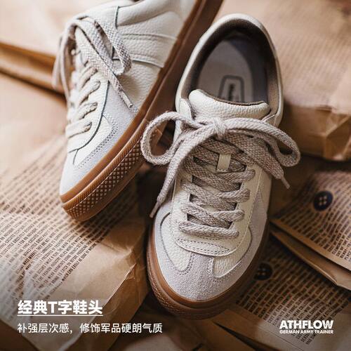 马登工装复古德训鞋百搭头层牛皮阿甘小白鞋新款休闲厚底板鞋男潮 - 图1