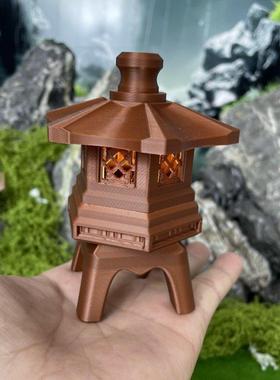 桌面摆件假山流水装饰灯小摆件装饰植物造景3D打印微景观摆件灯塔