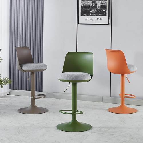 北欧靠背吧台椅子家用轻奢前台收银升降高脚凳现代简约酒吧凳旋转 - 图2