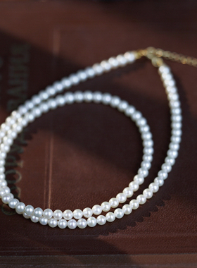 秦岚同款项链串珠颈链珍珠水晶珠