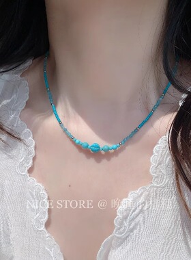 五折清仓「橘黄时」新中式复古仿蜜蜡绿松玛瑙项链民族颈链