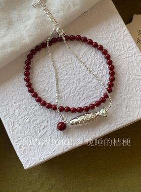 晚睡的桔梗I新年红叠戴手链