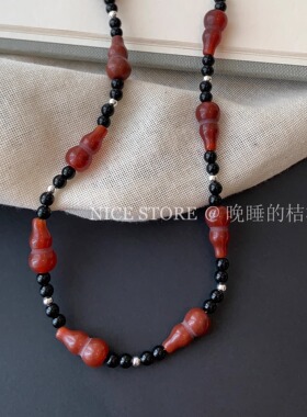 售完无补「一清欢」新中式复古百搭玛瑙轻奢简约项链高级毛衣链