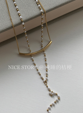 晚睡的桔梗I双层珍珠微笑y字链