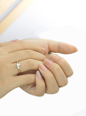 POLYSUTT全新锆石戒子缘定三生婚戒女戒指韩版国时尚纯银镶嵌宝石