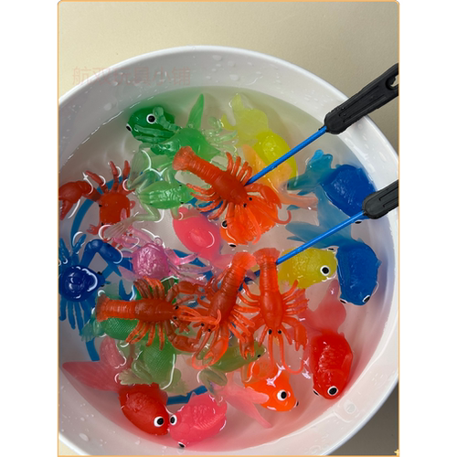 浮水捞鱼玩具宝宝早教儿童嬉水仿真金鱼网兜硅胶小鱼软胶动物益智 - 图2