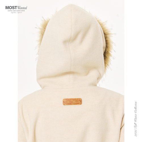 mostwanted脱卸毛领斜门襟纽扣毛呢夹克外套2025新款冬季外套女 - 图3