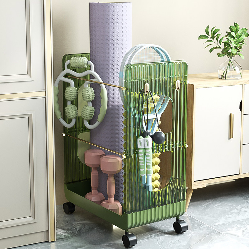 瑜伽垫收纳运动器材放置架家用健身工具泡沫轴羽毛球拍框夹缝带轮,淘宝优惠券,粉丝福利购,淘宝优惠卷