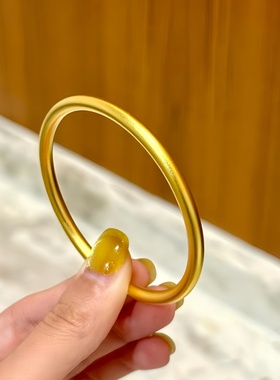 古法金包银素圈手镯经典实心手环