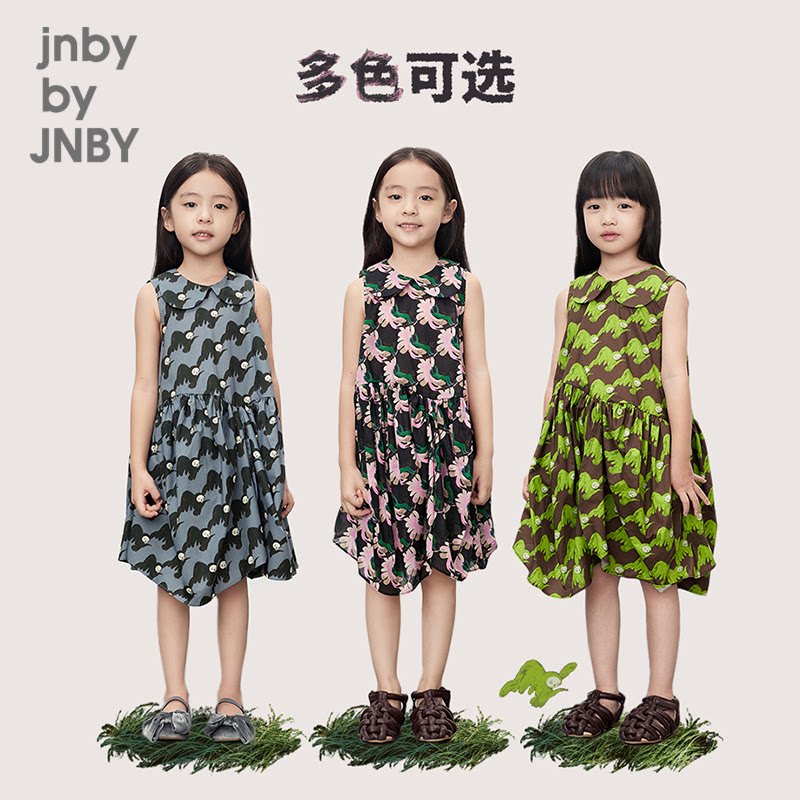 江南布衣童装无袖连衣裙纯棉原创印花休闲夏