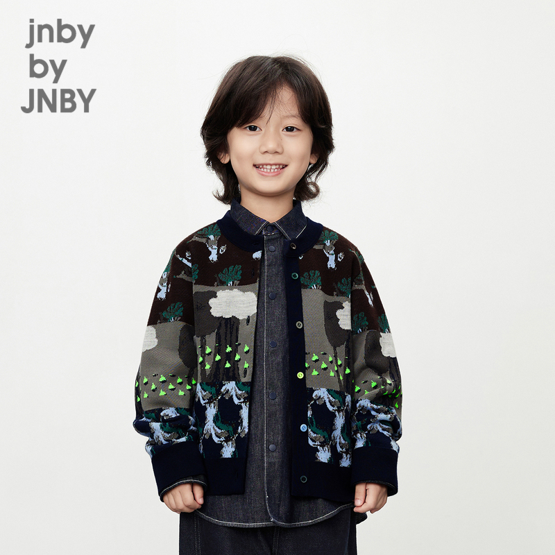 江南布衣童装毛衣外套开衫圆领短款休闲春男女童儿童jnbybyjnby - 图1