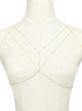 欧美时尚简约饰品胸链 女街拍几何裸链性感比基尼身体链内衣链条