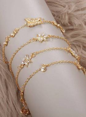 Simple Female Personality Butterfly Flower Bracelet Set 手链