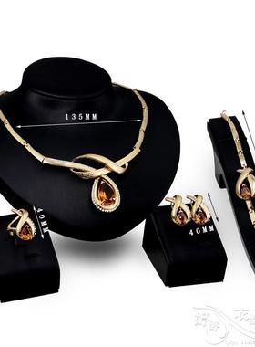 Crystal Metal women Necklace Earring Bracelet Statement ring