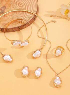 Shaped pearl collar metal open necklace earrings bracelet 圈
