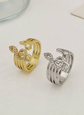 Fashion Inlaid zircon musical symbols Ring grace Jewelry戒指
