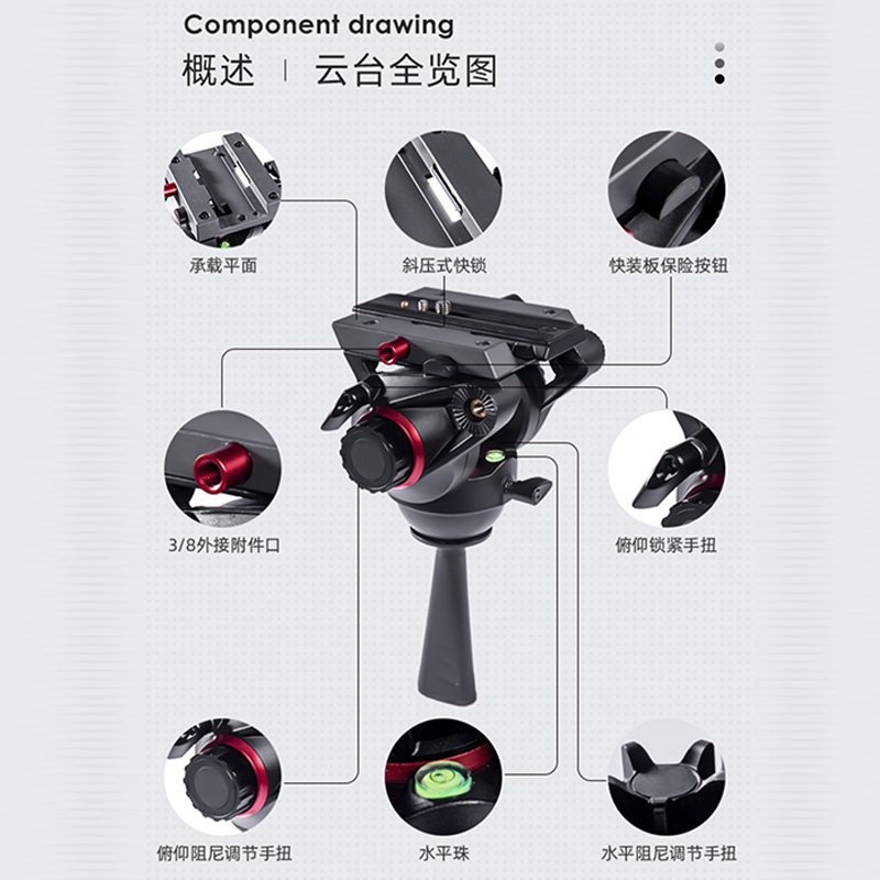 miliboo米泊变脸王MYT801 802 803二代平底摄影摄像机 液压阻尼云 - 图1