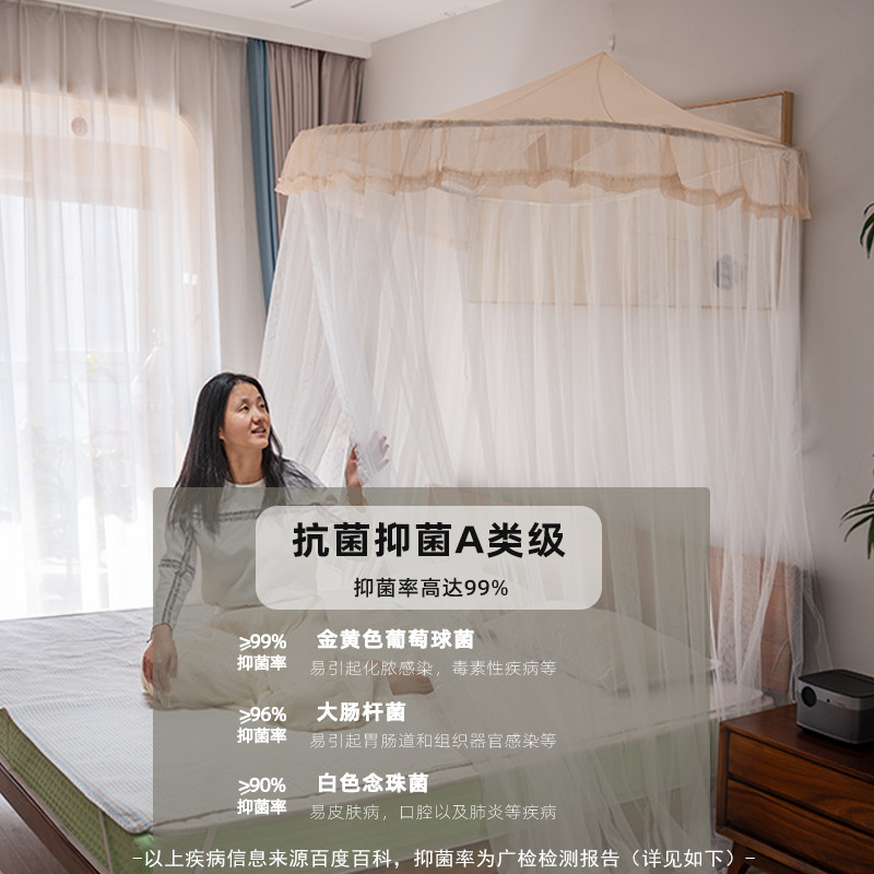 抗菌蚊帐半圆顶吊挂家用2025新款免安装公主风宫廷床幔1米5床1.8m,淘宝优惠券,粉丝福利购,淘宝优惠卷