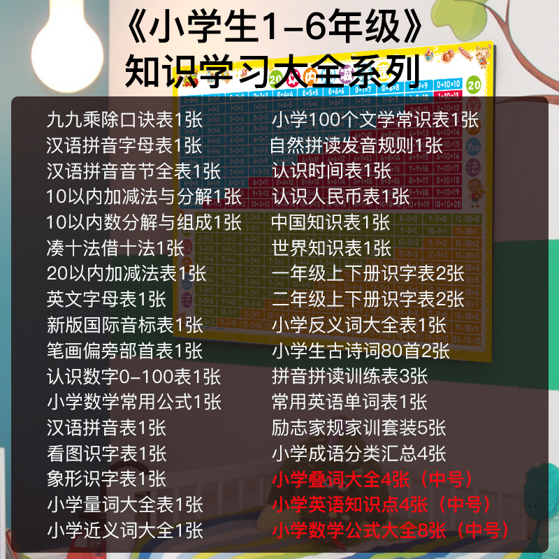 儿童10以内的加减法口诀表挂图数字分解一年级20十以内加法减法 - 图3