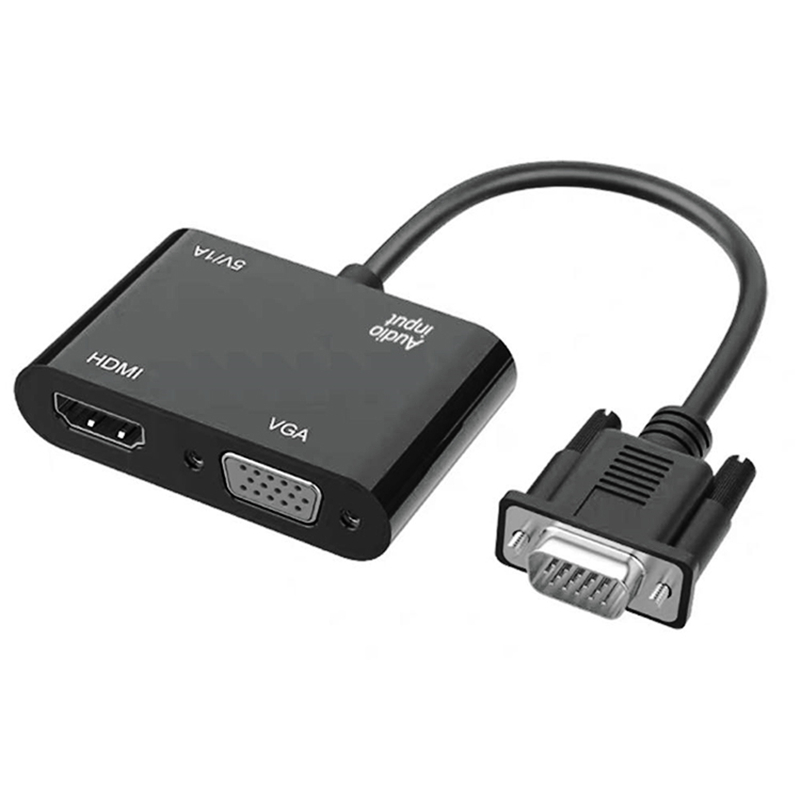 VGA转HDMI+VGA转换器带音频VGA口一分二VGA转VGA和HDMI高清线笔记本电脑投连接投影仪电视屏显示屏器屏幕连接 - 图3