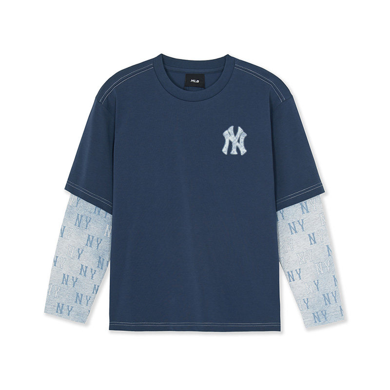 MLB儿童官方男女童复古潮奢背标凉感老花假两件T恤26春季新品,淘宝优惠券,粉丝福利购,淘宝优惠卷