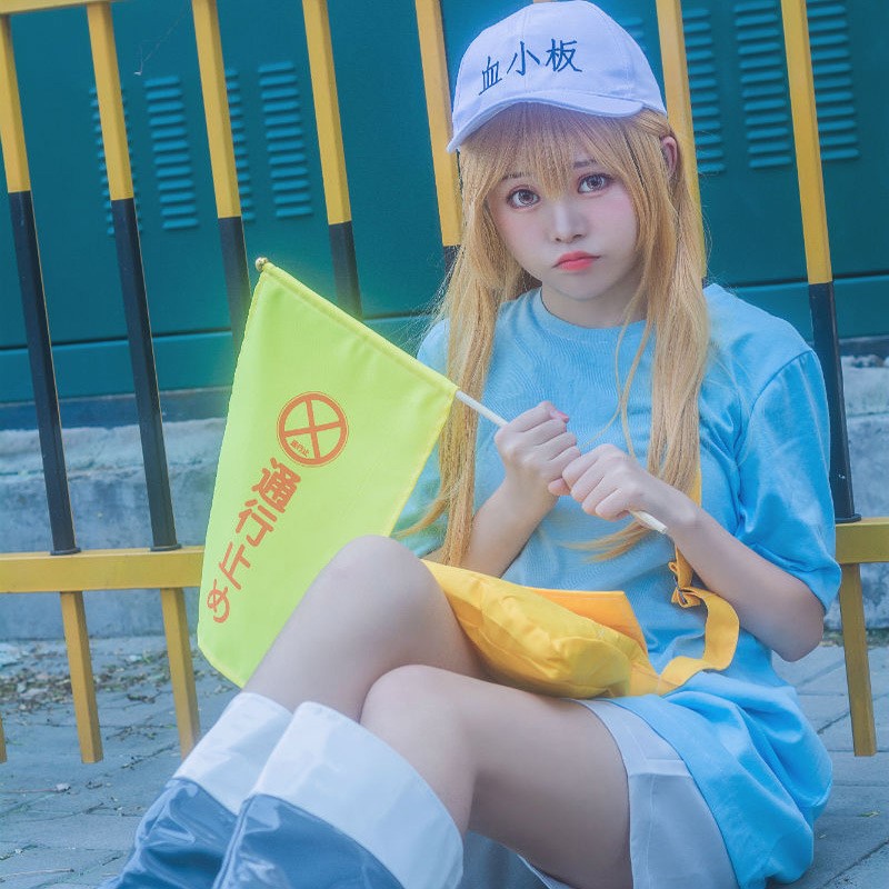 工作细胞血小板cos服装二次元cosplay女装全套T恤假发c服-图3