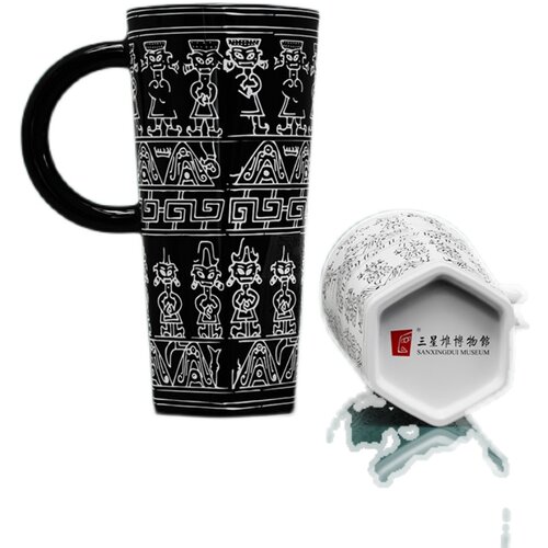 三星堆博物馆古蜀玉璋马克杯旅游纪念品陶瓷杯文创礼物杯子送朋友 - 图3